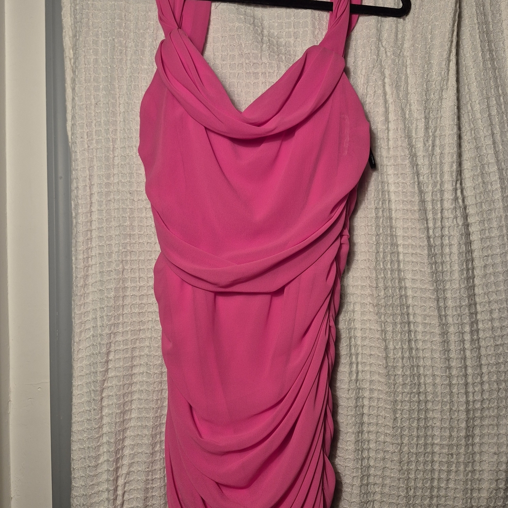 Forever 21 Vibrant Pink Draped Mini Dress